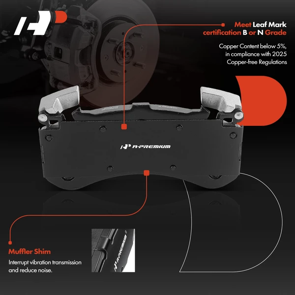 4 Pcs Front Ceramic Brake Pad for Audi A8 Quattro 2012-2013 S6 S7 S8