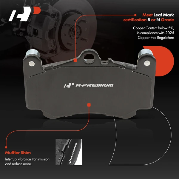 4 Pcs Front Ceramic Brake Pad for Porsche 911 2009-2012 H6 3.8L GAS DOHC