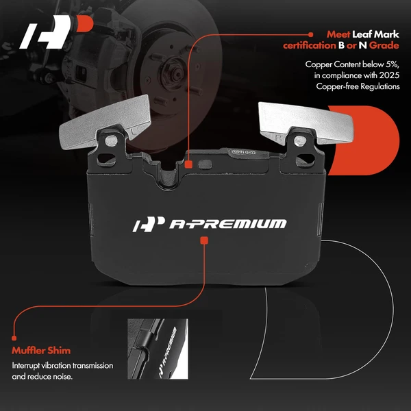 4 Pcs Front Brake Pads for BMW 2-Series 2014-2021 3-Series 2012-2019 4-Series M235i M240i