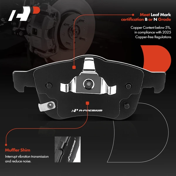 4 Pcs Front Ceramic Brake Pad for Fiat 500L 2014-2020