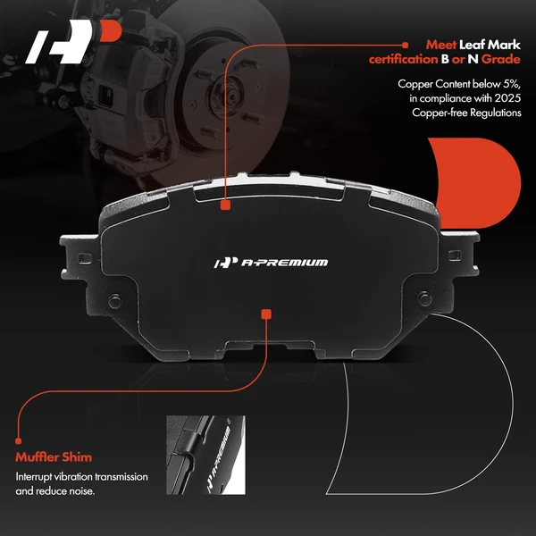 4 Pcs Front Ceramic Brake Pad for Mazda 3 2014-2018 3 Sport 2014