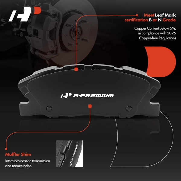 4 Pcs Front Ceramic Brake Pad for Dodge Charger 2014-2021