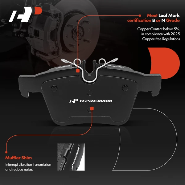 4 Pcs Rear Ceramic Brake Pad for Mercedes-Benz W205 C350e C400 C300