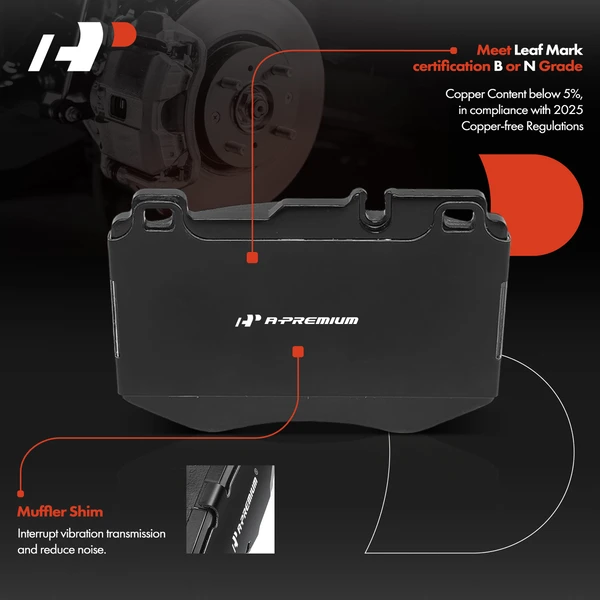 4 Pcs Front Ceramic Brake Pad for Mercedes-Benz W205 C350e C400 W213