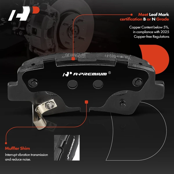 4 Pcs Rear Ceramic Brake Pads for Hyundai Accent Elantra Kia Niro Rondo Soul