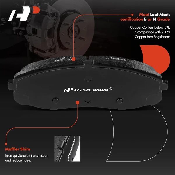 4 Pcs Front Ceramic Brake Pads for Kia Sedona 2015-2020 V6 3.3L