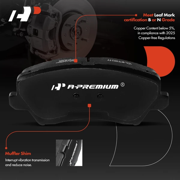 4 Pcs Front Ceramic Brake Pads for Kia Forte 2017-2018 Forte5 Hyundai Elantra GT