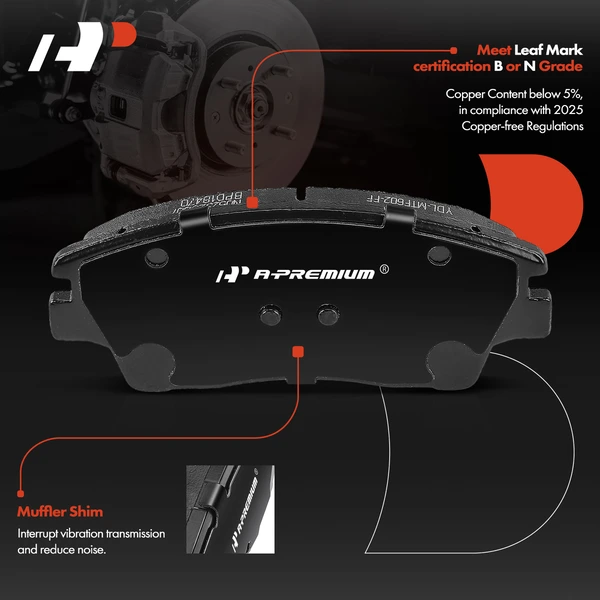 4 Pcs Front Ceramic Brake Pads for Hyundai Elantra 17-20 Tucson 16-21 Kia