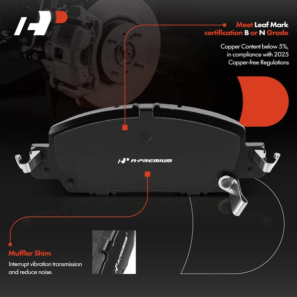 4 Pcs Front Ceramic Brake Pad for Honda Accord 2016-2017 LX-S