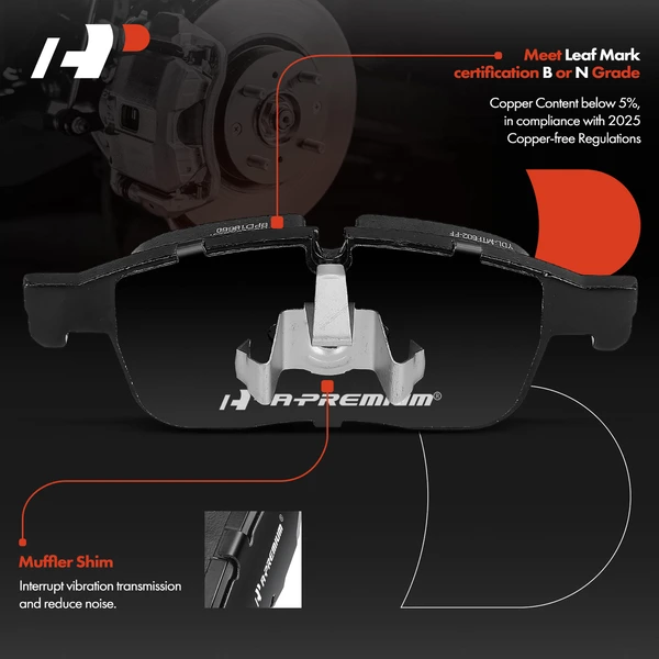 4 Pcs Front Ceramic Brake Pads for Volvo XC60 2016-2017