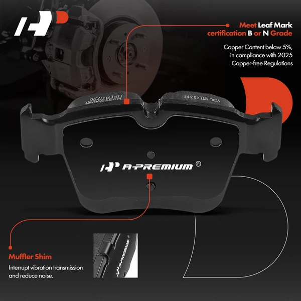 4 Pcs Rear Ceramic Brake Pads for Mercedes-Benz C43 AMG GLC300 16-21 C450 AMG