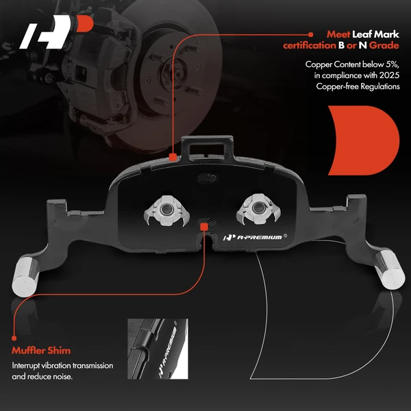 4 Pcs Front Ceramic Brake Pads for Audi A4 2017-2019 A5 Quattro A6 Quattro Q5