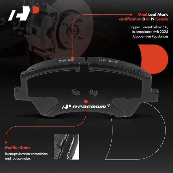 4 Pcs Front Ceramic Brake Pads for Hyundai Elantra 2017-2020 Ioniq Kia Niro