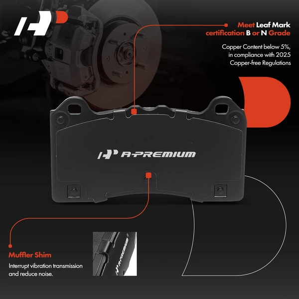 4 Pcs Front Ceramic Brake Pad for Ford Focus 2016-2018 Hatchback L4 2.3L