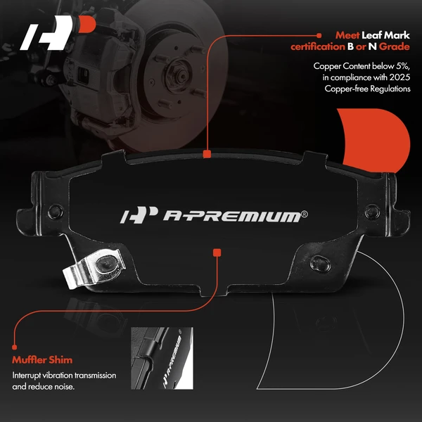 4 Pcs Rear Ceramic Brake Pads for Cadillac STS 05-11 CTS 06-07 SRX with Hardware