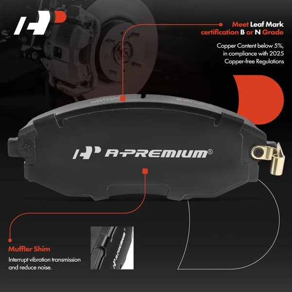 4 Pcs Front Ceramic Brake Pads with Hardware for Suzuki Verona Chevrolet Epica 2004-2006