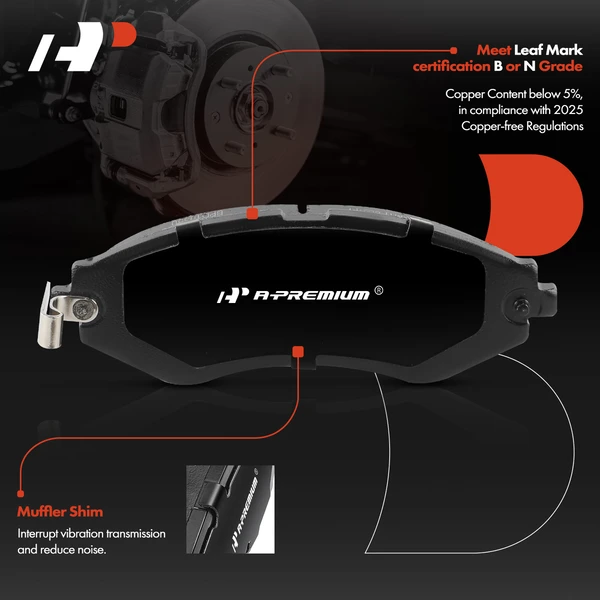 4 Pcs Front Ceramic Brake Pads for Chevrolet Spark 13-15 Pontiac G3 Suzuki Reno