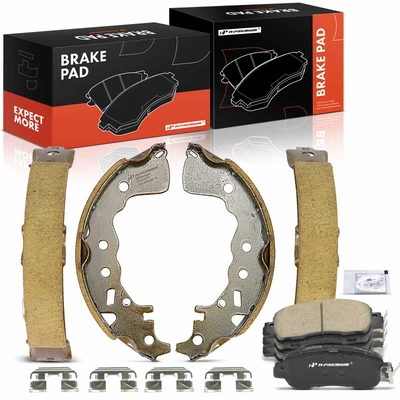 8 Pcs Front Ceramic Brake Pads & Rear Brake Shoes