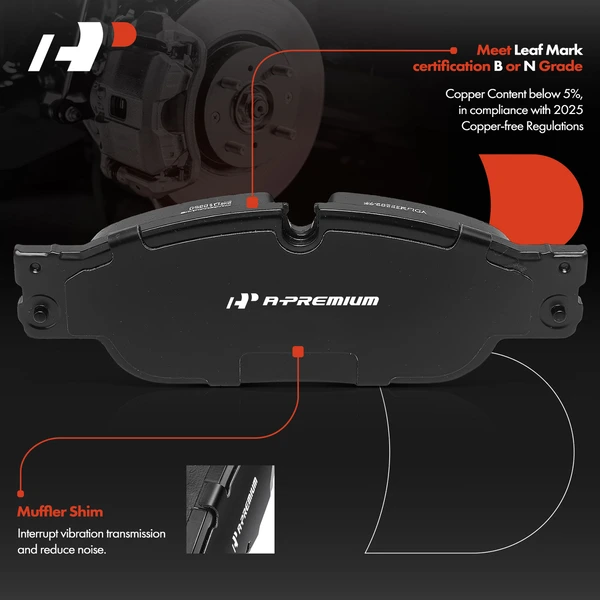 4 Pcs Front Ceramic Brake Pad for Jaguar S-Type 2005-2006 Vanden Plas XJ8