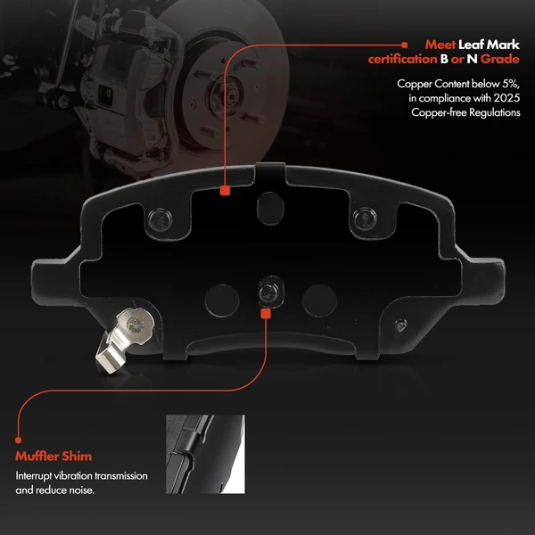 4 Pcs Rear Ceramic Brake Pads for Chevy Uplander Buick Terraza Pontiac Saturn