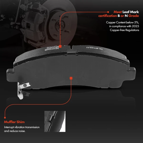 Front Ceramic Brake Pads for Acura TL 2009-2014 Honda Ridgeline 2006-2011 V6 3.5L