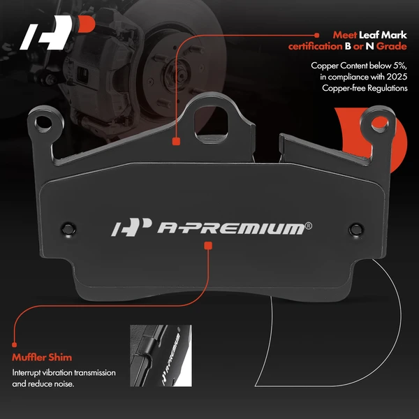 4 Pcs Rear Ceramic Brake Pad for Porsche Boxster 2005-2016 Cayman