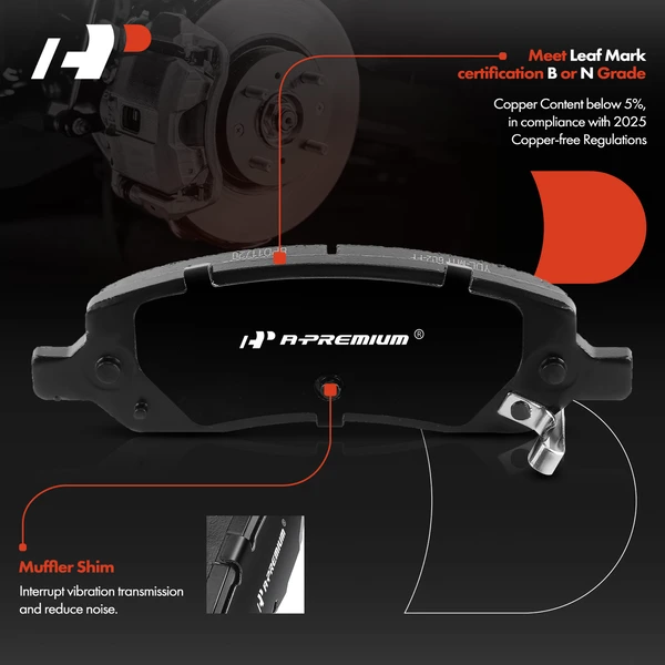 4 Pcs Rear Ceramic Brake Pads for Buick Lucerne Cadillac DTS 2006-2011