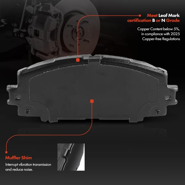 Front Ceramic Brake Pads for Toyota Prius C 12-19 Yaris Lexus CT200h Scion iQ