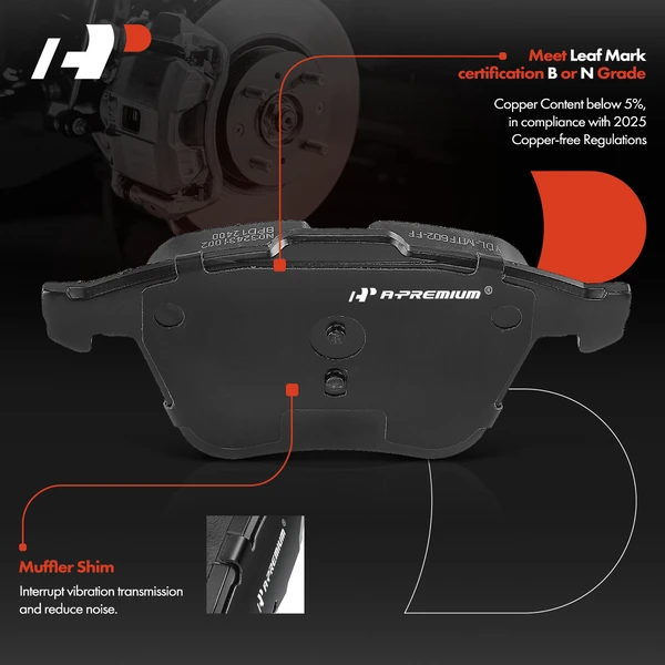 4 Pcs Front Ceramic Brake Pads for Jaguar F-Type 2018-2021