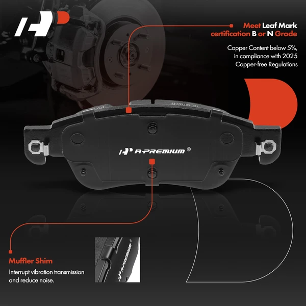 4 Pcs Front Ceramic Brake Pads for INFINITI G35 2007-2008 Q60 G37 V6 3.7L