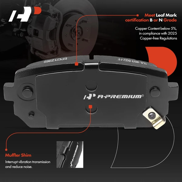 4 Pcs Rear Ceramic Brake Pad for Kia Rondo 2007-2012