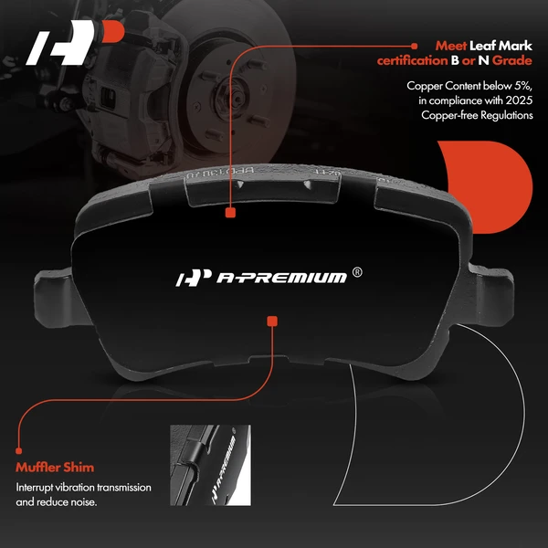 4 Pcs Rear Ceramic Brake Pads for Land Rover LR2 Range Rover Evoque Volvo S60