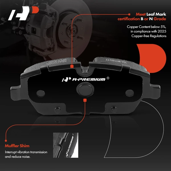 4 Pcs Front Ceramic Brake Pads for BMW i3 2014-2017 Mini Cooper 2007-2016
