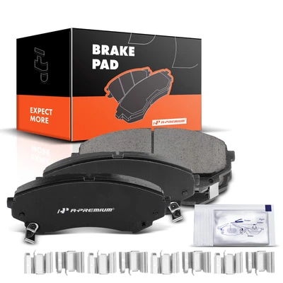 4 Pcs Front Driver & Passenger Ceramic Brake Pads with Sensor