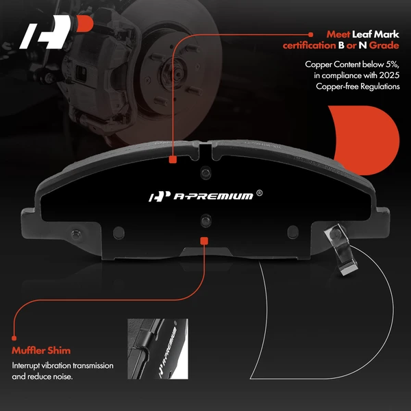 4 Pcs Front Ceramic Brake Pads for Cadillac CTS 2008-2014 STS 2009-2011