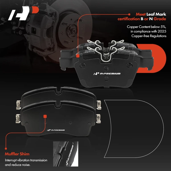 8 Pcs Front & Rear Ceramic Brake Pad for Land Rover Discovery Sport