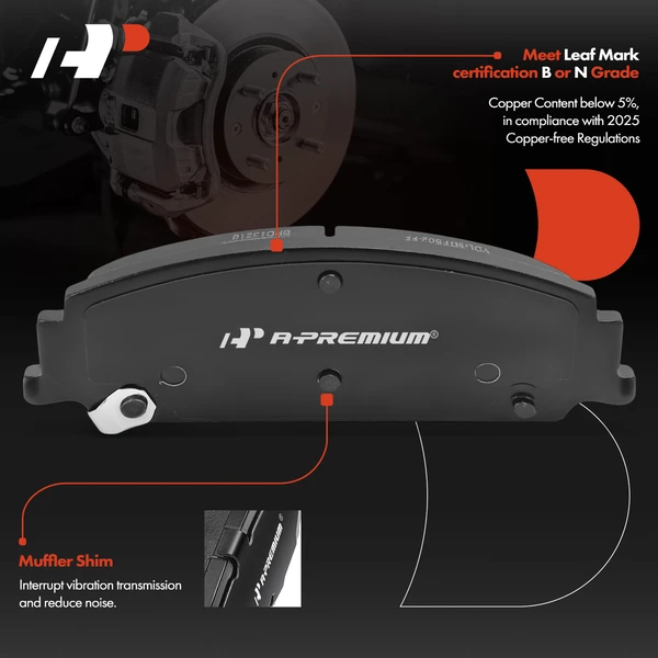 4 Pcs Front Ceramic Brake Pad for Pontiac G8 2008-2009 Base GT