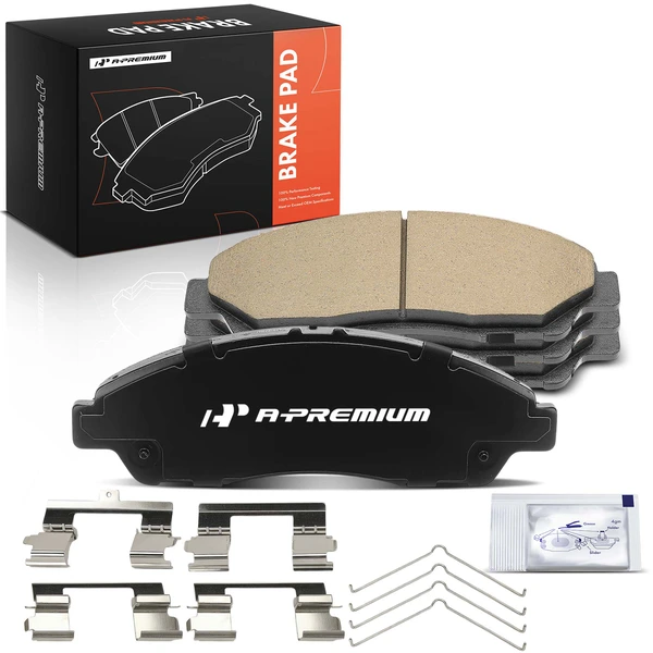 4 Pcs Front Ceramic Brake Pads with Hardware for Honda Pilot 2009-2015 Acura MDX 2007-2013