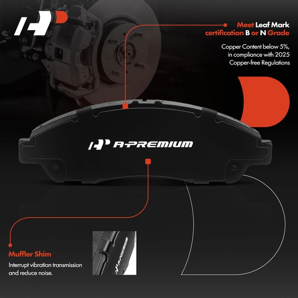 4 Pcs Front Ceramic Brake Pads with Hardware for Honda Pilot 2009-2015 Acura MDX 2007-2013