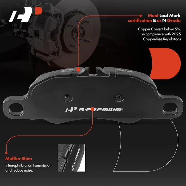 4 Pcs Front Ceramic Brake Pad for Porsche 911 2009-2016 Boxster 2013-2016 Cayman