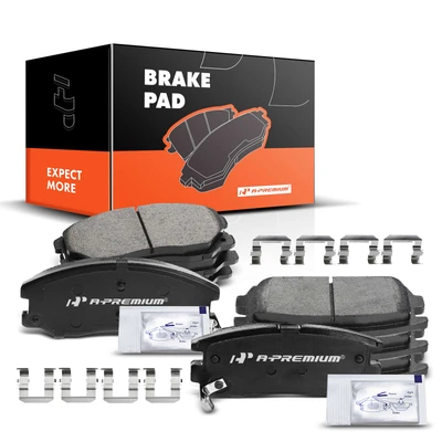 8 Pcs Front & Rear Ceramic Brake Pads with Sensor