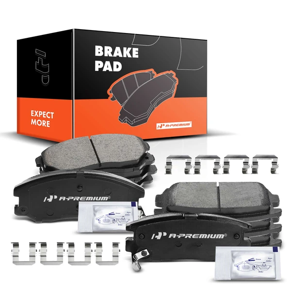 8 Pcs Front & Rear Ceramic Brake Pads with Sensor for 2008-2010 Saturn Vue