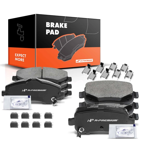 8 Pcs Front & Rear Ceramic Brake Pads with Sensor for 2008-2012 Chrysler Town & Country