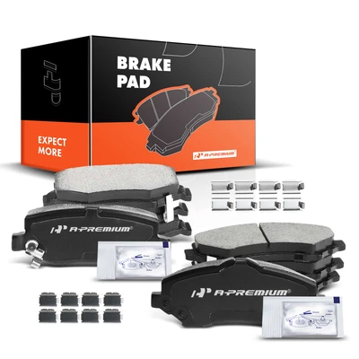 8 Pcs Front & Rear Ceramic Brake Pads with Sensor