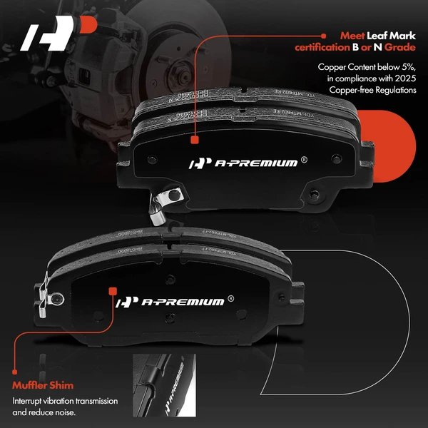 8 Pcs Front & Rear Ceramic Brake Pads for Hyundai Entourage Santa Fe Kia Sedona