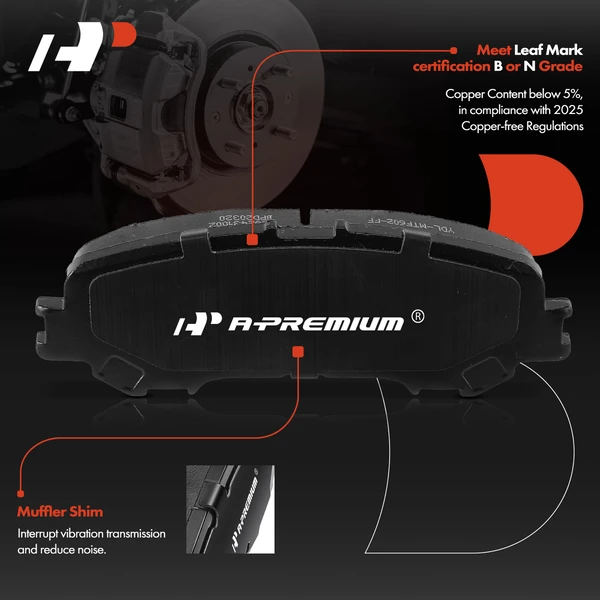 4 Pcs Rear Ceramic Brake Pads for Nissan TITAN 2017-2023 V8 5.6L