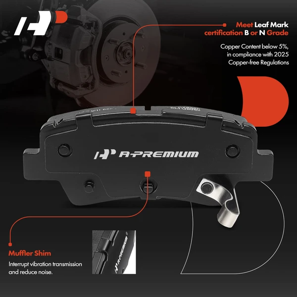 4 Pcs Rear Ceramic Brake Pad for Kia Sportage 2017-2022 Hyundai Tucson