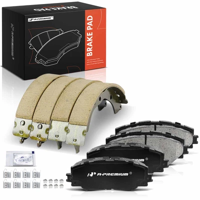 8 Pcs Front Ceramic Brake Pads & Rear Brake Shoes