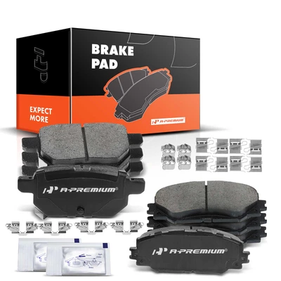 8 Pcs Front & Rear Ceramic Brake Pads with Sensor