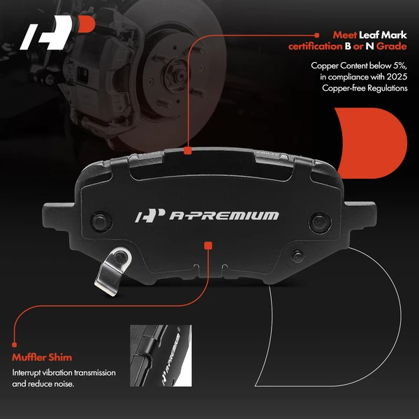 4 Pcs Rear Ceramic Brake Pad for Honda Clarity 2017-2021